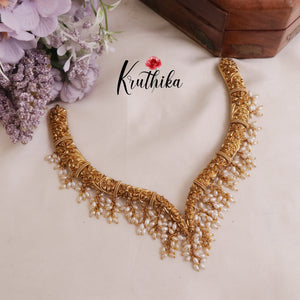 Traditional Antique Hasli Necklace,Adorned with Clusters of Tiny Pearls NC2020