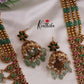 Elegant AD Peacock Jadau Necklace with Pastel Green Beads Drops NC2361
