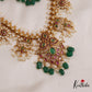 Gorgeous Kemp Floral Mango Motifs Guttapoosalu Necklace With Green Bead Drops NC2650