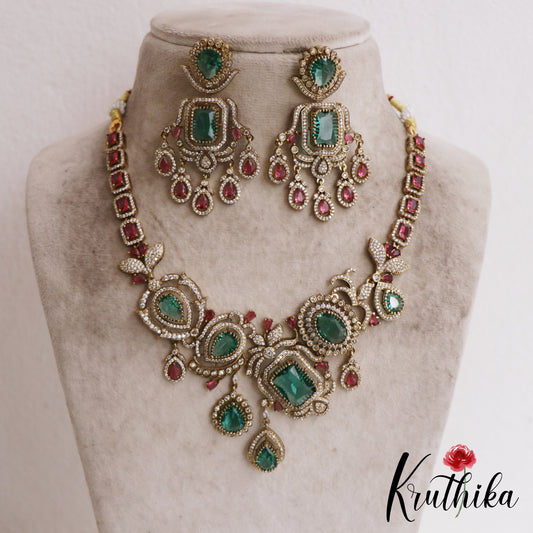 Gorgeous Teardrop Motifs AD Victorian Necklace NC2863
