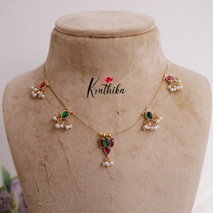 Simple Jadau Pendant Invisible Chain NC2236 (available in 2 Colors)