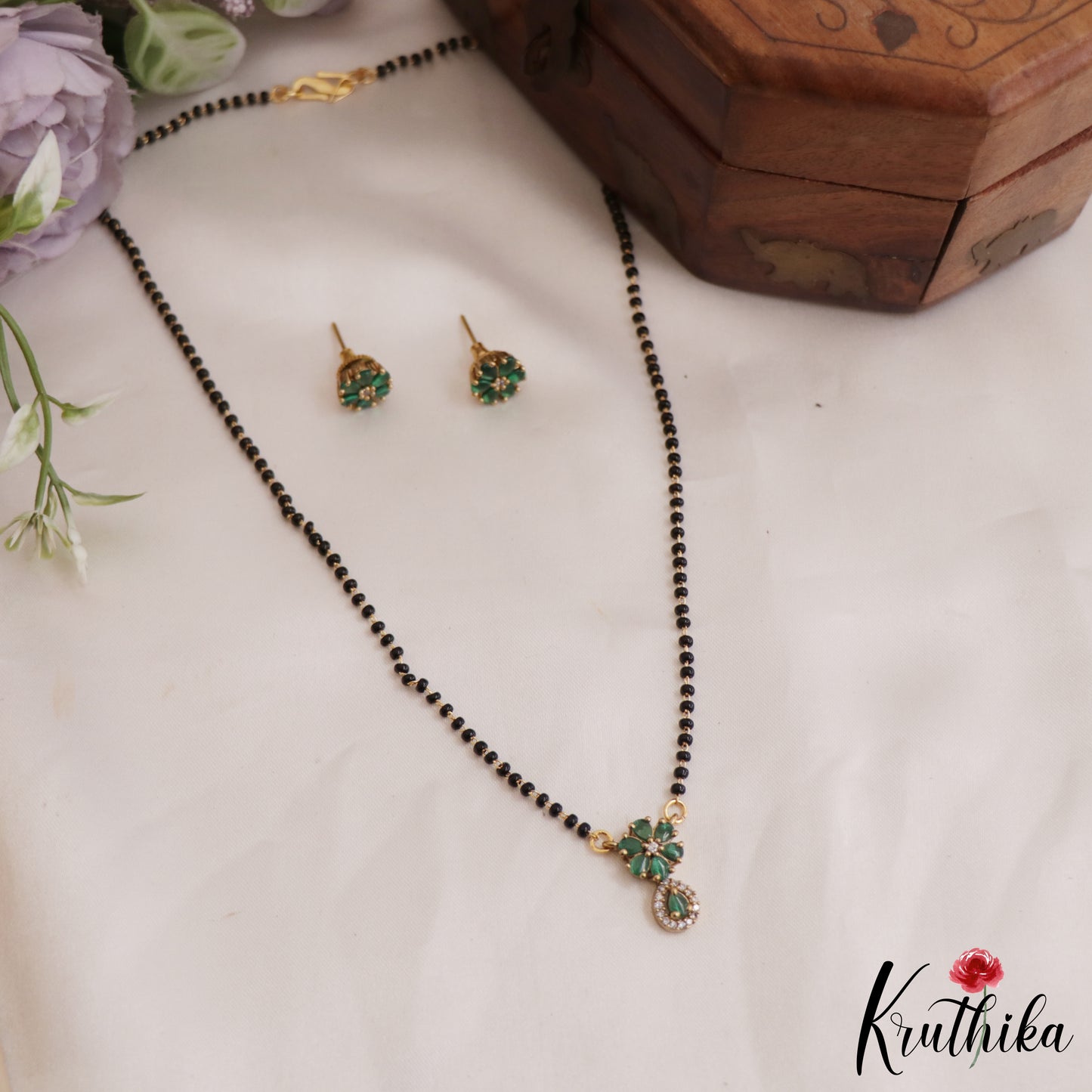 Simple Mangalsutra with Earrings Set NC2633 (Available in 2 Colours)