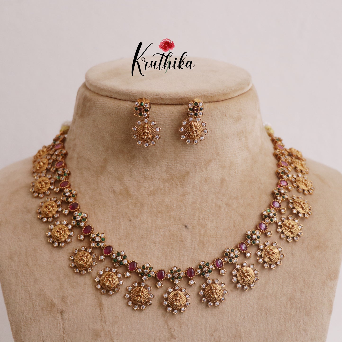 Premium CZ Lakshmi Coin/Kasumala Necklace NC2286