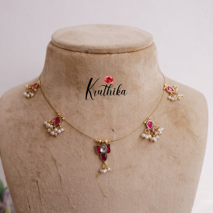 Simple Jadau Pendant Invisible Chain NC2236 (available in 2 Colors)