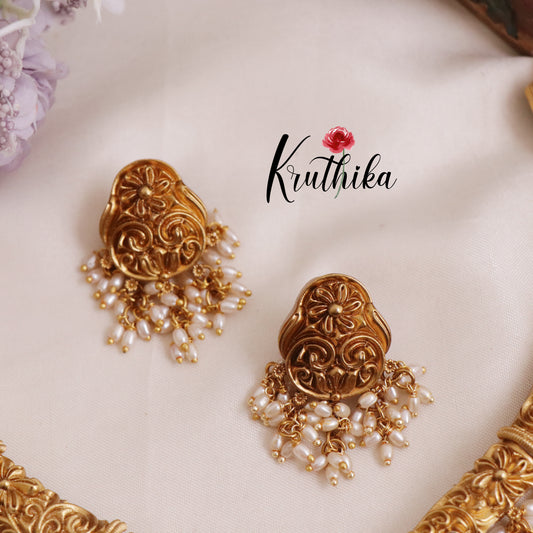 Traditional Antique Hasli Necklace,Adorned with Clusters of Tiny Pearls NC2020