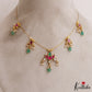 Simple Teardrop Motifs Jadau Invisible Chain With Green Bead Drops NC2974