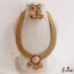 Elegant Peacock Gold Replica Jadau Long Haaram Set with Triple Earring Hangings LH2505