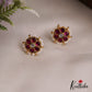 Trendy Pearl Border Floral Stud Earrings E925