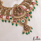 Stunning Antique Nagas Peacock Motifs Lakshmi Kasu Necklace With Green Bead Drops NC3149