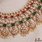 Grand Floral Motifs Polki Victorian Choker With Pearl Drops NC3019 (Available In 4 Colors)