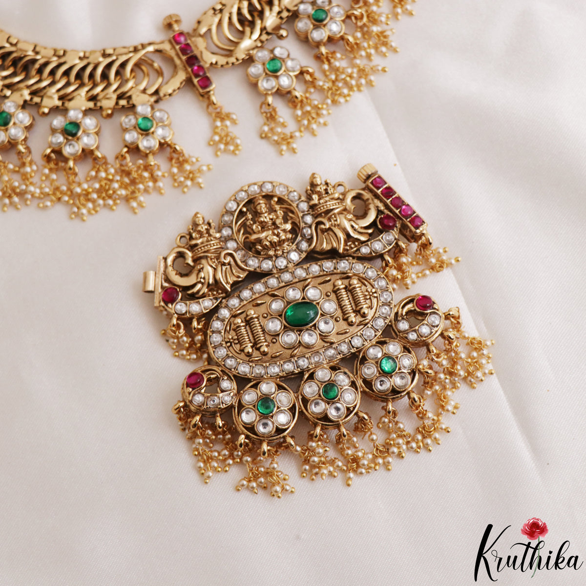 Grand Two-in-one Reversible Antique Nagas Lakshmi Motifs Jadau Necklace With Detachable Pendant NC3283
