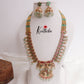 Elegant AD Peacock Jadau Haaram with Pastel Green Beads Drops LH1975