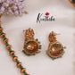 Beautiful Temple Lakshmi Necklace with Green Beads NC2317