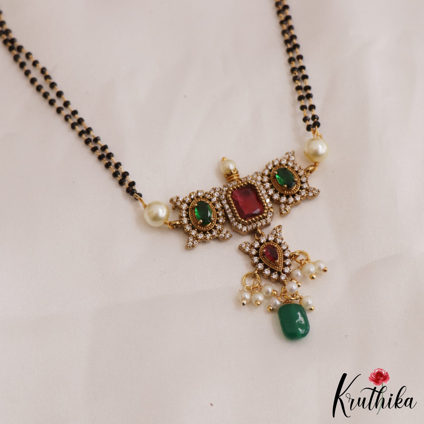 Beautiful Geometric Motifs Mangalsutra With Earrings Set NC2638