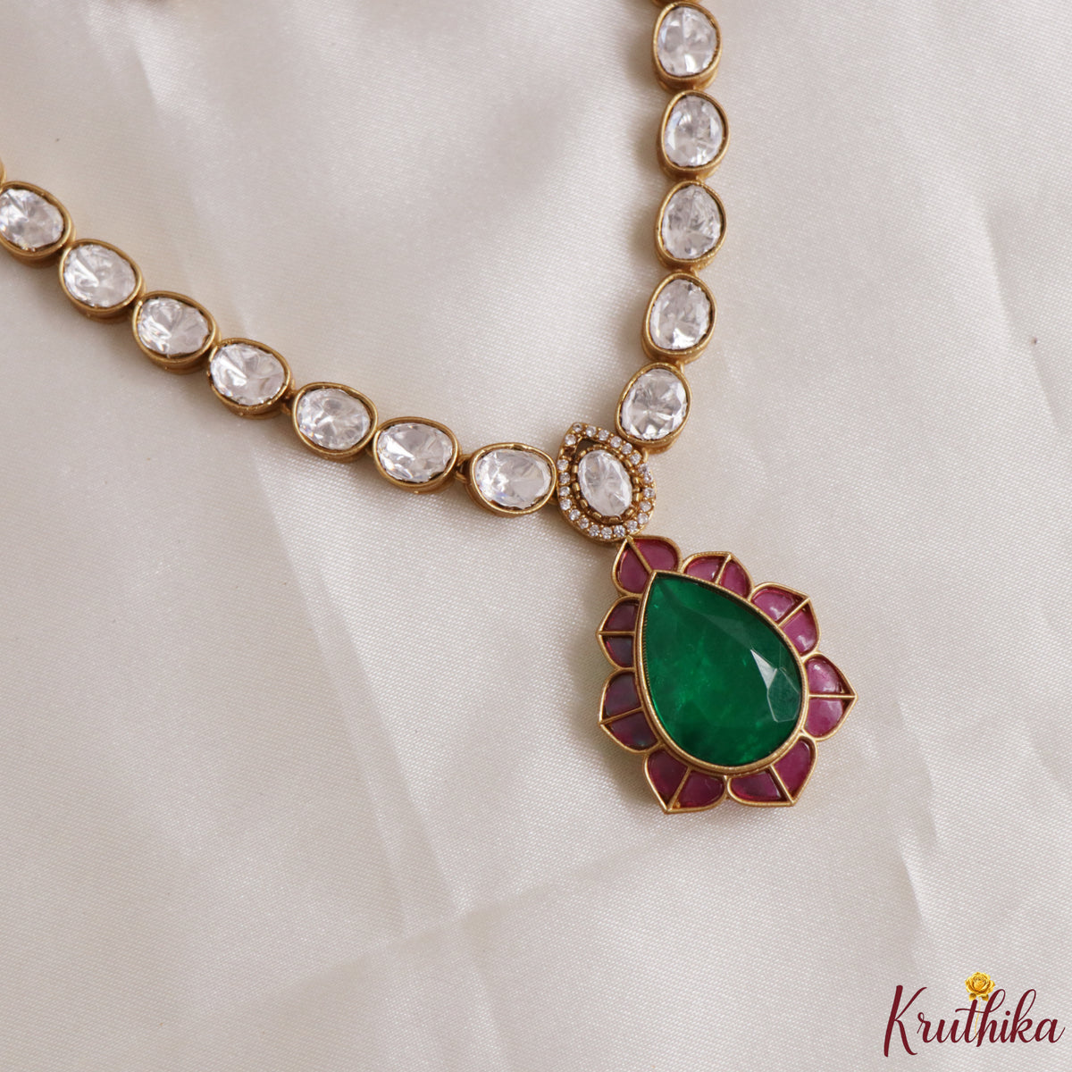 Trendy Designer Polki Moissanite Necklace for Weddings & Festive Wear Set  NC3313