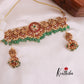 Premium kemp floral choker with green beads NC2015