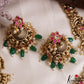 Stunning Antique Nagas Peacock Motifs Lakshmi Kasu Necklace With Green Bead Drops NC3149