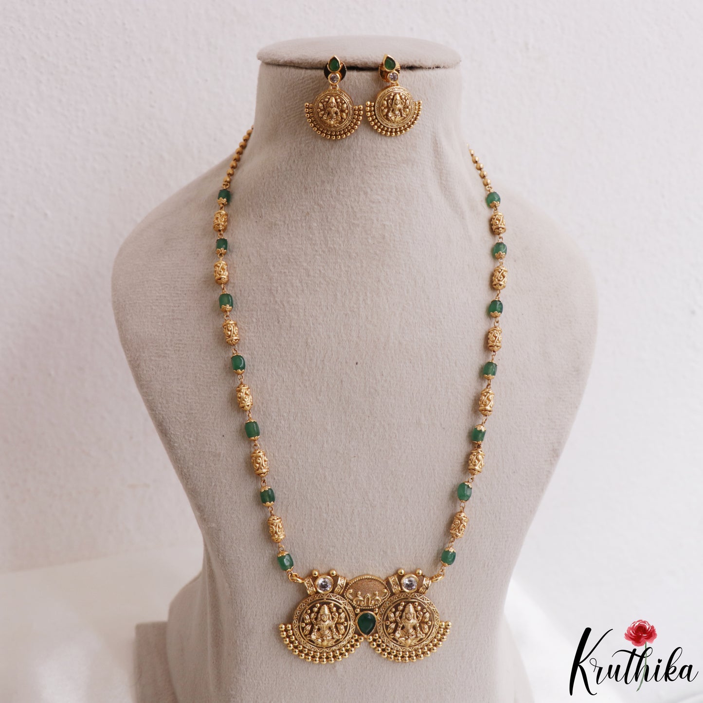 Elegant Antique Lakshmi Motifs Bead Haaram LH2181