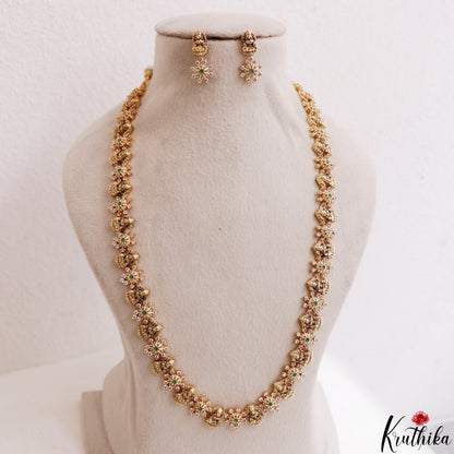 Elegant Antique Lakshmi Floral Motifs Haaram LH2184 (Available In 2 Colors)