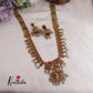 Elegant AD Peacock Jadau Haaram with Pastel Green Beads Drops LH1975