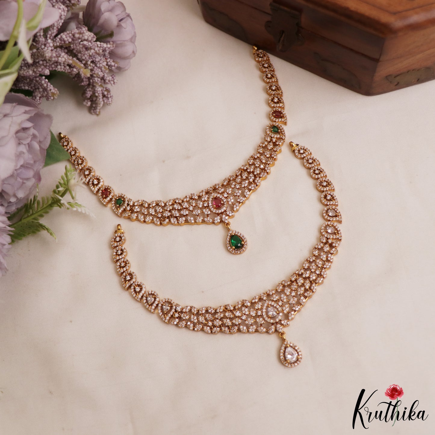 Elegant Teardrop AD Victorian Necklace NC2967 (Available In 4 Colors)