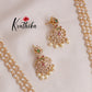 Elegant Three Layer Pearls Haaram with AD peacock pendant LH1890