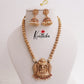 Simple Temple Lakshmi Pendant Necklace with Golden Beads Drops NC2323