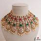 Grand Floral Motifs Polki Victorian Choker With Pearl Drops NC3019 (Available In 4 Colors)