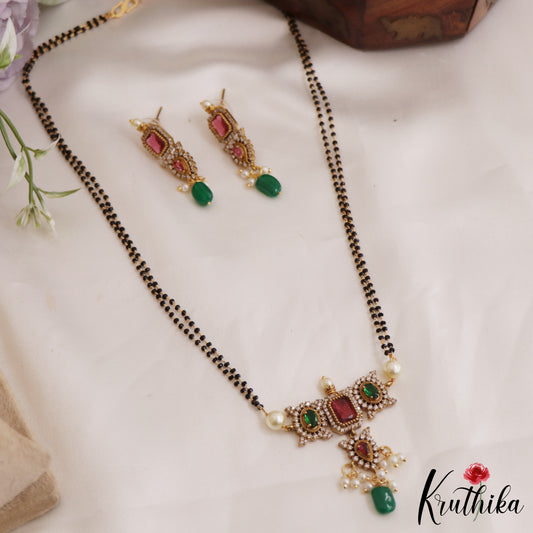 Beautiful Geometric Motifs Mangalsutra With Earrings Set NC2638