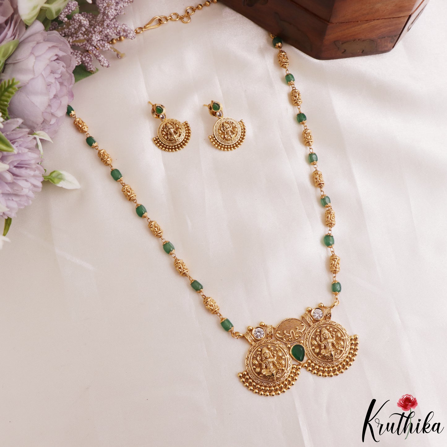 Elegant Antique Lakshmi Motifs Bead Haaram LH2181