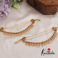 Beautiful Kemp Floral Mango Motifs Pearl Drop Earchains With Multi Strand Chains EC190