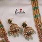 Elegant AD Peacock Jadau Haaram with Pastel Green Beads Drops LH1975