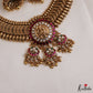 Elegant Peacock Gold Replica Jadau Necklace Set with Triple Earring Hangings NC3312