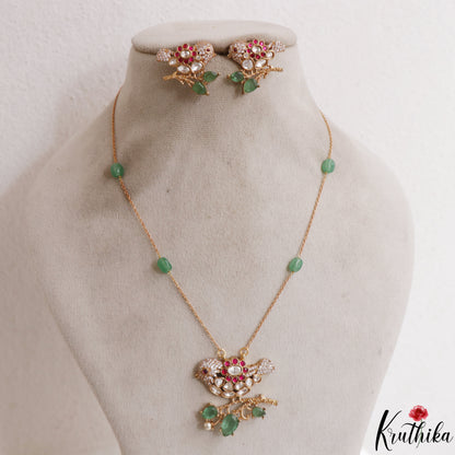 Pretty Sparrow Motifs Polki Pendant Chain NC3103 (Available In 3 Colors)