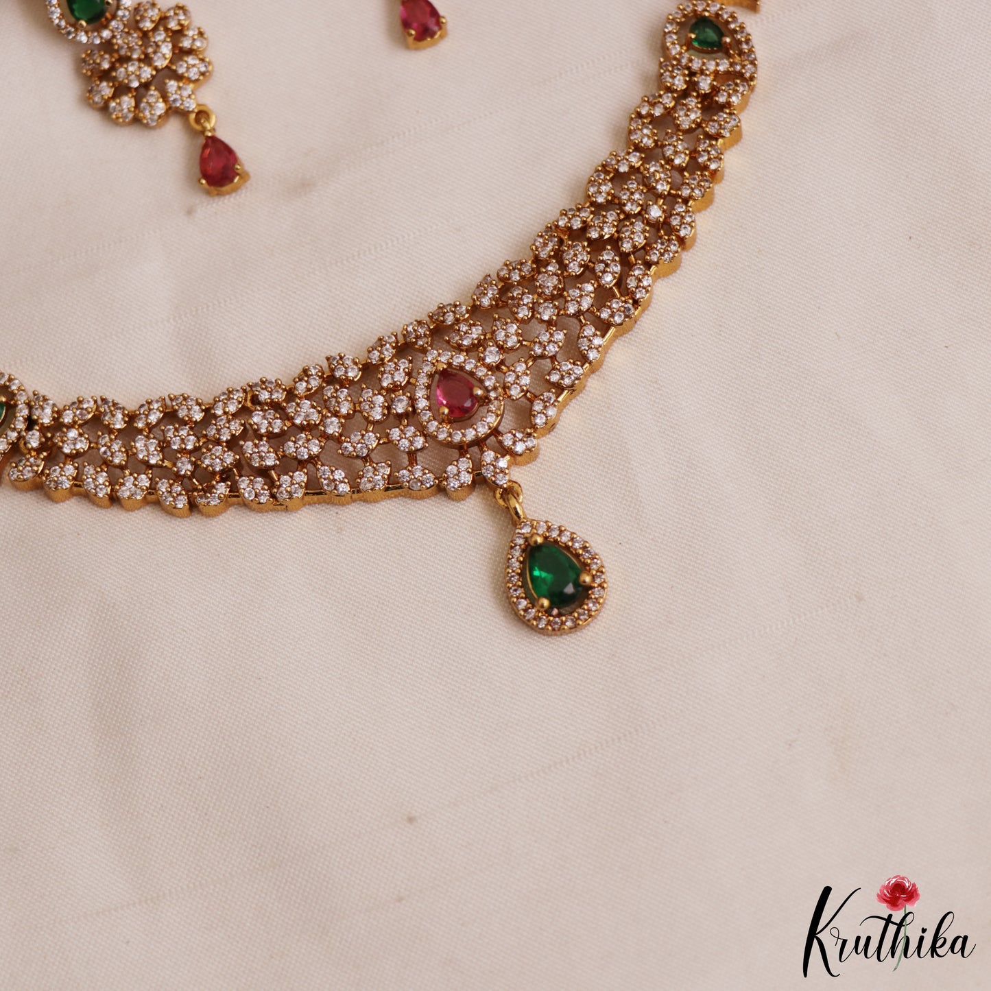 Elegant Teardrop AD Victorian Necklace NC2967 (Available In 4 Colors)