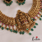 Gorgeous Antique Nagas Lakshmi Motifs Necklace With Green Bead Drops NC2715
