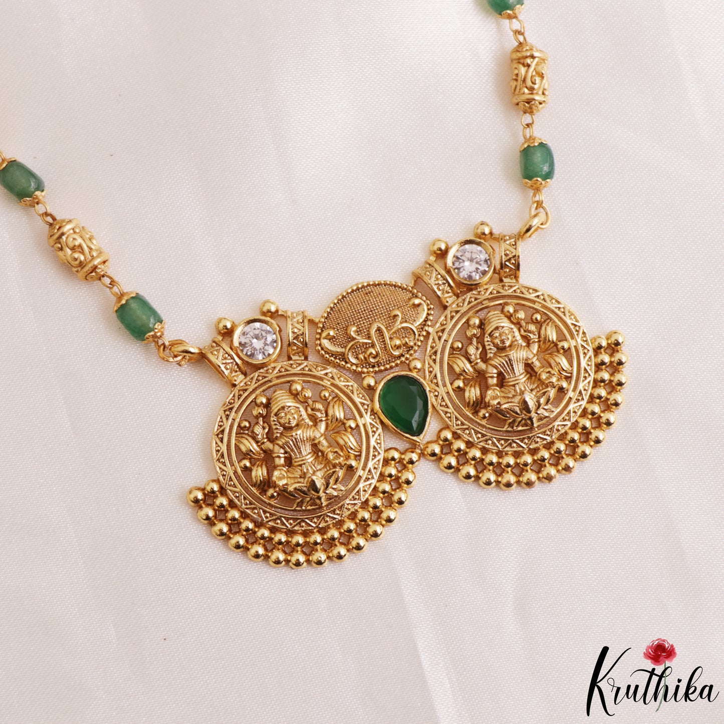 Elegant Antique Lakshmi Motifs Bead Haaram LH2181
