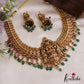 Gorgeous Antique Nagas Lakshmi Motifs Necklace With Green Bead Drops NC2715