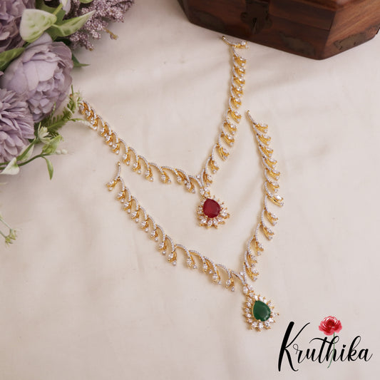 Elegant Leaf Motifs AD Victorian Necklace NC2901 (Available In 2 Colors)