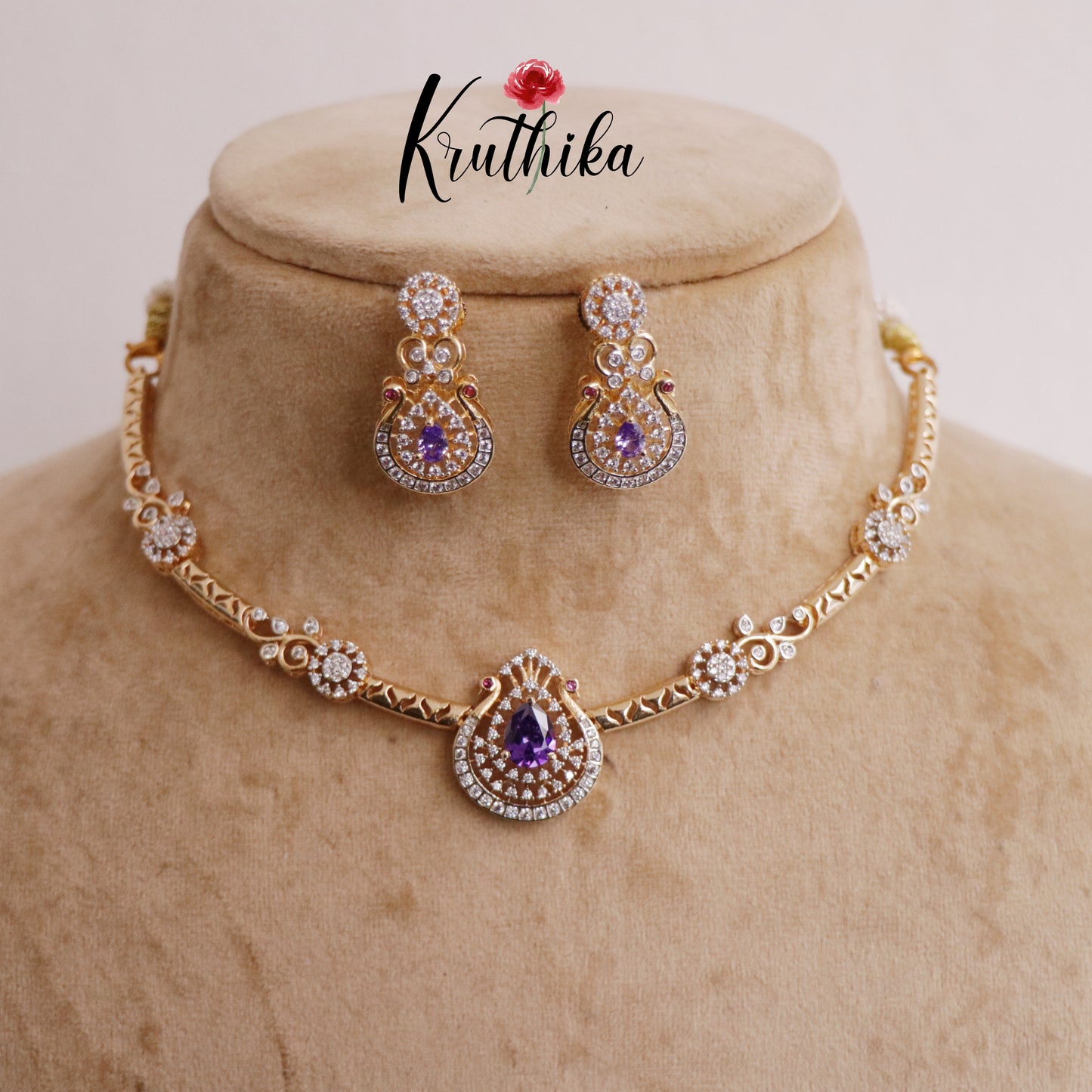 Beautiful CZ Victorian Peacock Pendant Hasli Necklace NC2285 (Available in 3 Colors)