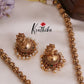 Simple Temple Lakshmi Pendant Necklace with Golden Beads Drops NC2323