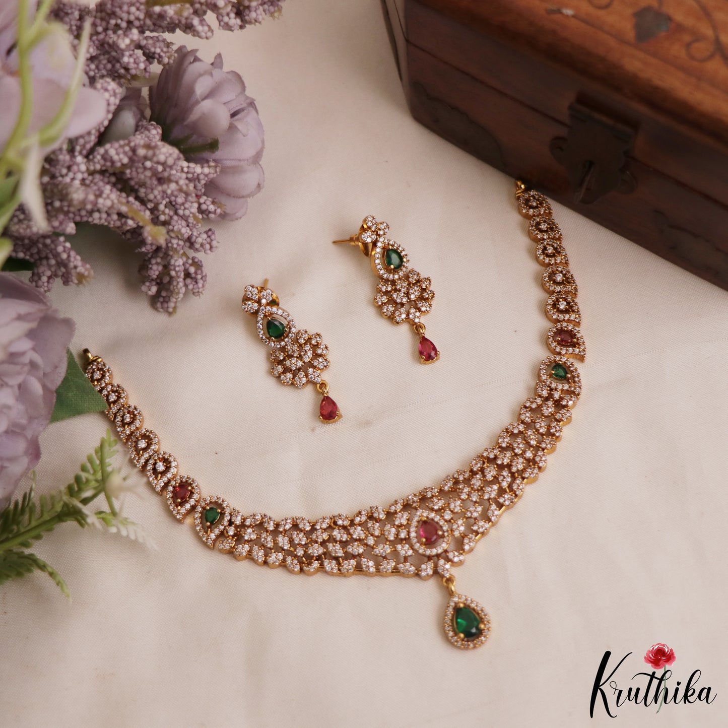 Elegant Teardrop AD Victorian Necklace NC2967 (Available In 4 Colors)