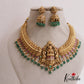 Gorgeous Antique Nagas Lakshmi Motifs Necklace With Green Bead Drops NC2715