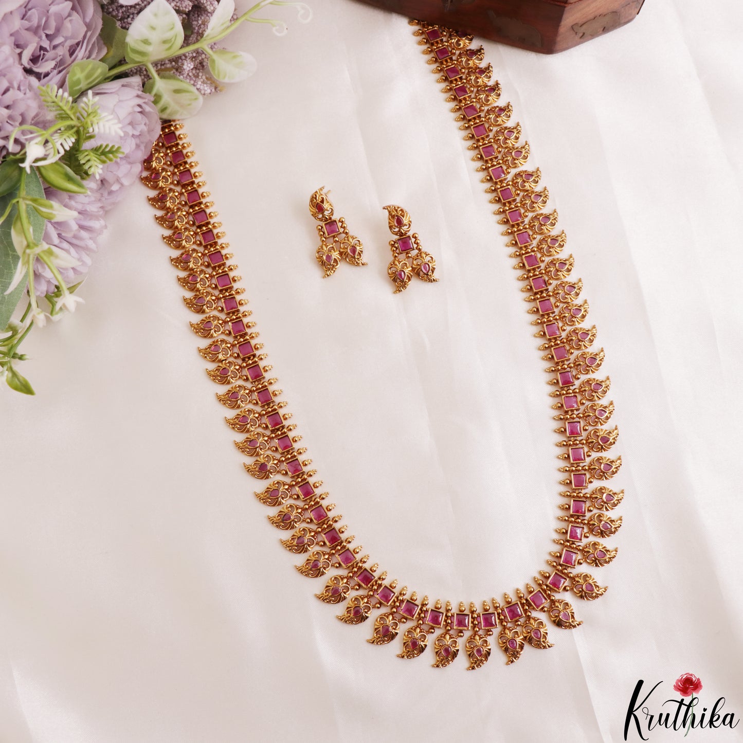 Classic Square Mango Motifs Jadau Haaram LH2204 (Available In 3 Colors)