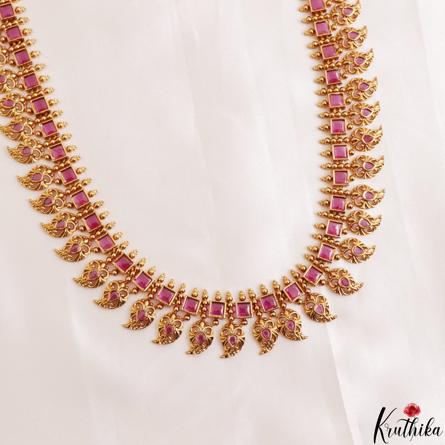 Classic Square Mango Motifs Jadau Haaram LH2204 (Available In 3 Colors)