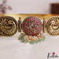 Gorgeous Antique Nagas Peacock Motifs Jadau Hip Belt With Green Bead Drops V377