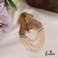 Stunning AD Stone Floral Jhumka Drops Jada Billa With Pearl Strands J251