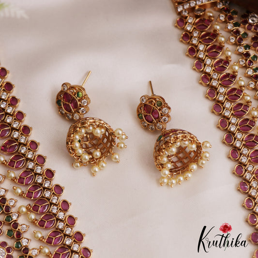 Premium Floral Mango Motifs Jadau Haaram LH2051