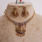 Pretty CZ Laxmi Necklace with Golden Beads Drops NC2247 (available in 2 Colors)