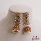 Sparkling Floral Motifs AD Jhumkas With Pearl Drops E1107 (Available In 4 Colors)